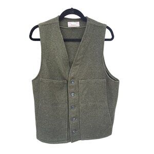 Vintage CC Filson Mackinaw Wool Green Button Vest Size 42